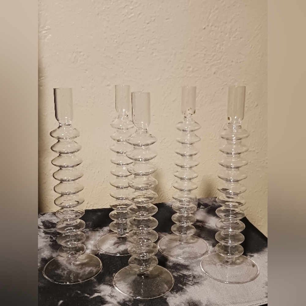 Bubble Glass Candle Holders 5pc